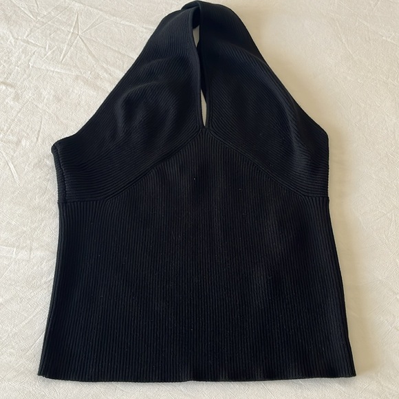 Banana Republic Cross Front Knit Black Halter/Tank Top sz L EUC - Picture 2 of 4